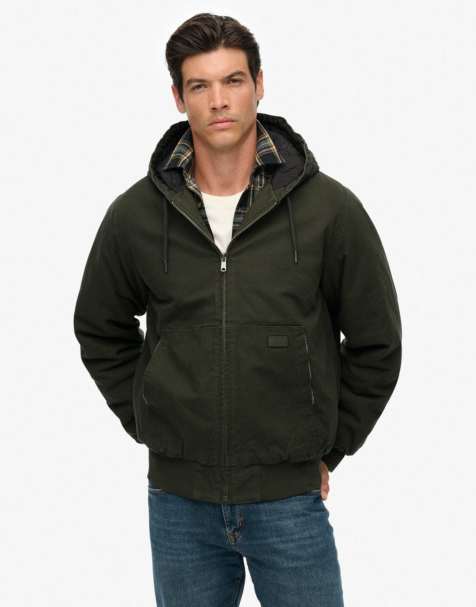 Superdry Canvas surplus hooded jacket in surplus goods olive green - view 1