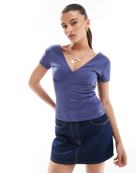 Superdry Cap sleeve corset top in mariner navy - view 1