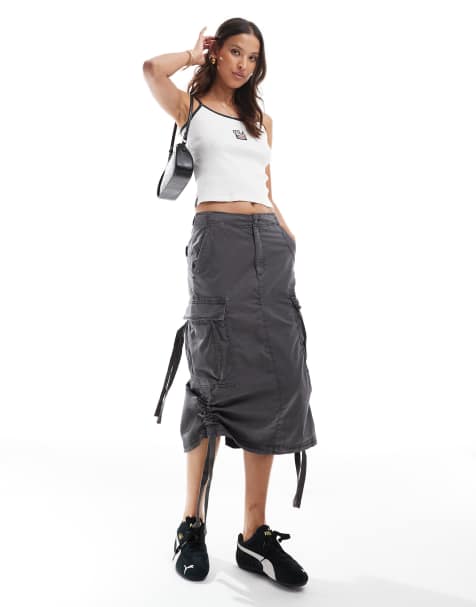 Superdry Cargo midi skirt in asphalt grey - view 1