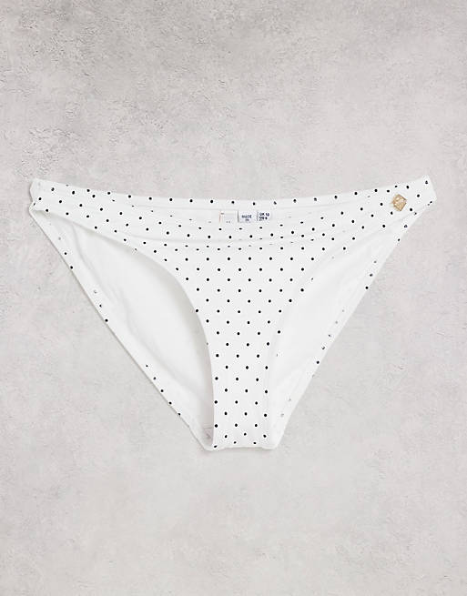 Superdry Cassie polka dot bikini bottom in white