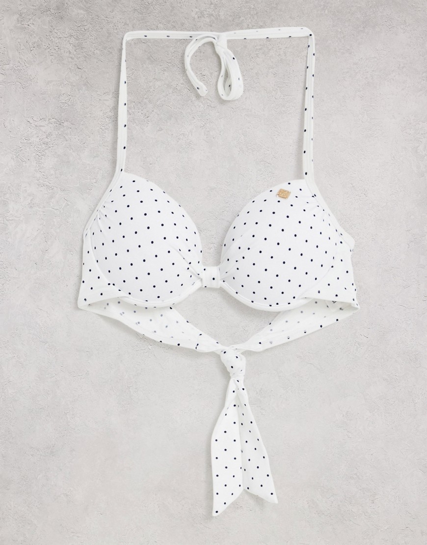 Superdry Cassie polka dot cup bikini top in white