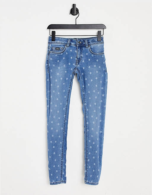 Superdry Cassie star print skinny jeans in blue