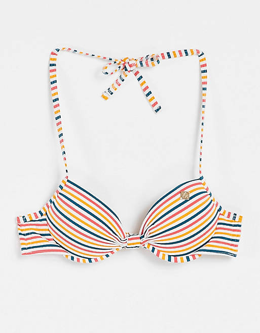 Superdry Cassie striped cup bikini top in multi