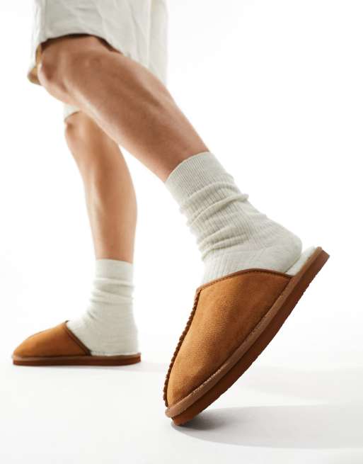 Superdry - Chaussons façon mules - Marron fauve