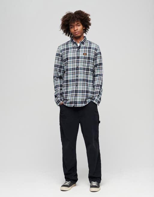 Superdry - Chemise à carreaux style bûcheron en coton - Gris clair