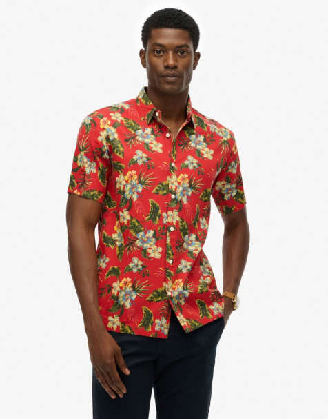 Superdry - Chemise à imprimé hawaïen - Rouge botanique - view 1