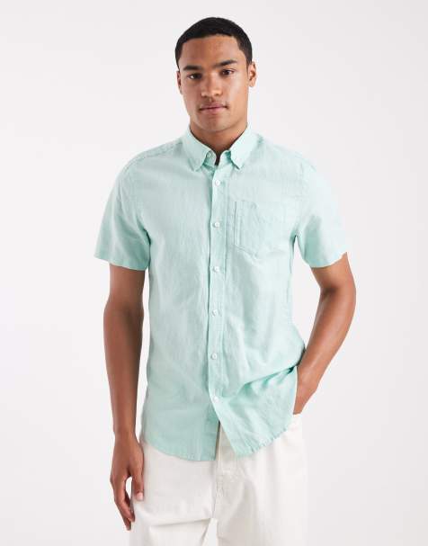 Superdry - Chemise à manches courtes en lin et coton - Vert écume - view 1