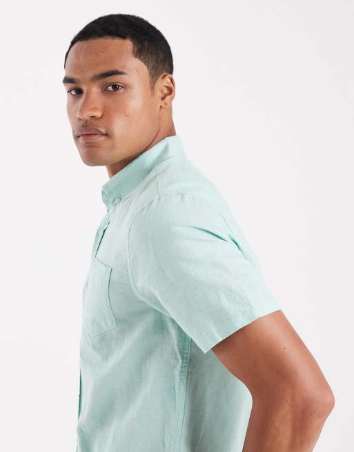 Superdry - Chemise à manches courtes en lin et coton - Vert écume, 4 de 5