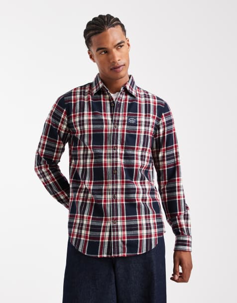 Superdry - Chemise bûcheron en coton à manches longues et carreaux Kansas- Bleu marine - view 1