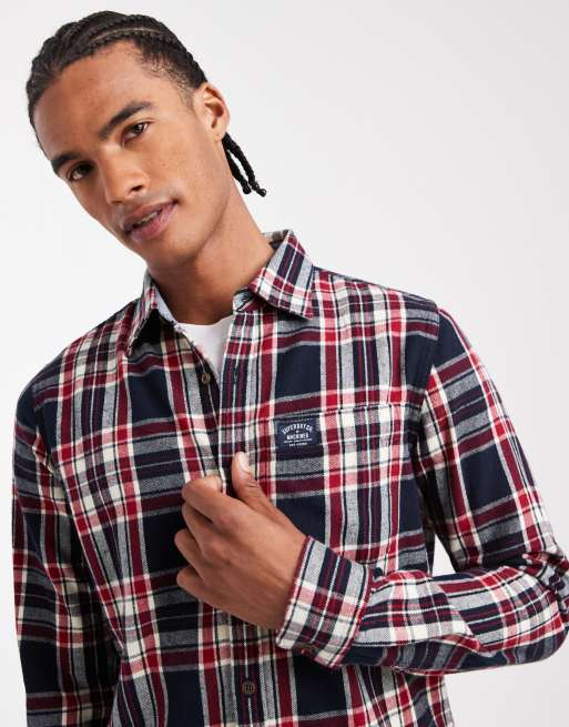 Superdry Chemise bûcheron en coton à manches longues et carreaux