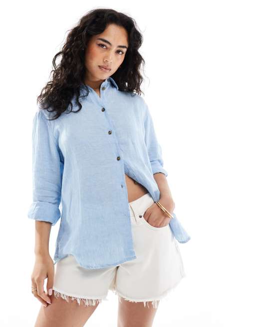 Superdry - Chemise casual coupe masculine en lin - Bleu océan chambray
