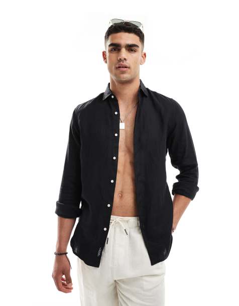 Superdry - Chemise casual en lin à manches longues - Noir - view 1