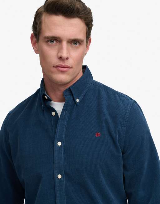 Superdry - Chemise classique en velours à fines côtes - Bleu insigne, 3 de 5