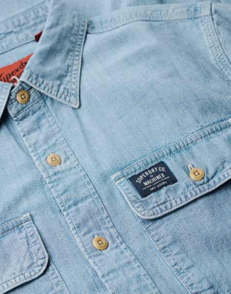 Superdry - Chemise de travail à manches longues en coton - Bleu clair - view 1
