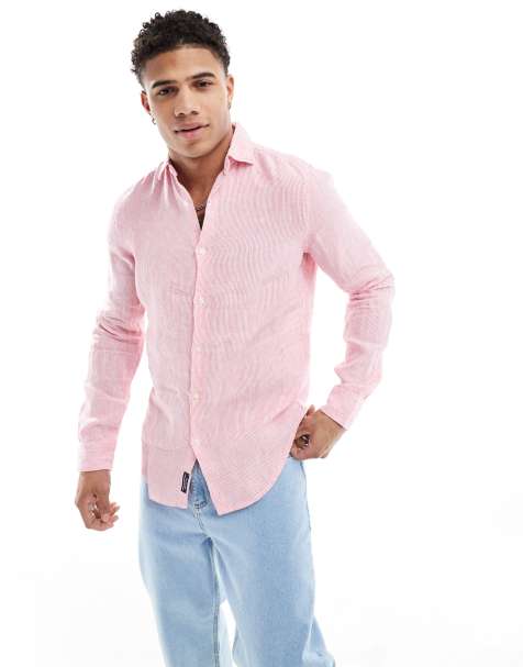 Superdry - Chemise décontractée à manches longues en lin rayé - Rose New House - view 1
