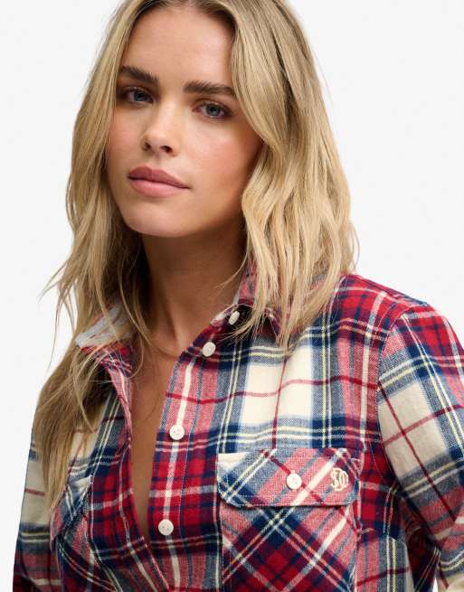 Superdry chemise en flanelle à carreaux style bûcheron delta check rouge, 3 de 4