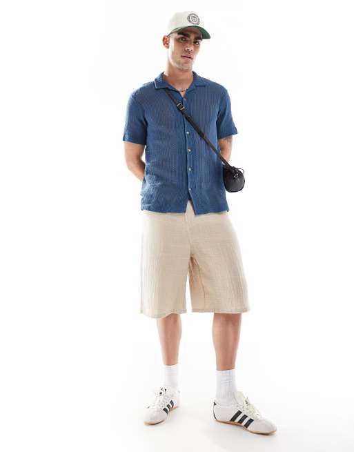 Superdry - Chemise en maille texturée - Bleu marine