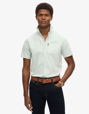 Superdry - Chemise Oxford à manches courtes - Vert clair