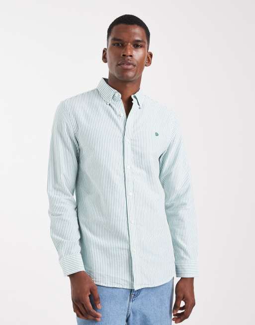 Superdry - Chemise Oxford classique à rayures avec manches longues - Menthe poivrée et craie