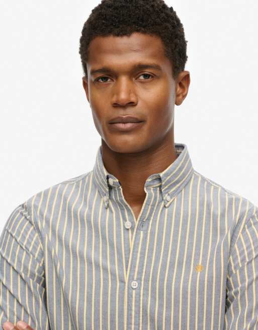 Superdry - Chemise Oxford classique rayée à manches longues - Bleu marine et jaune, 3 de 6