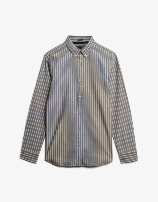 Superdry - Chemise Oxford classique rayée à manches longues - Bleu marine et jaune, 6 de 6