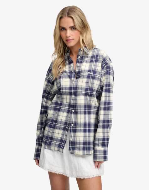 Superdry chemise relaxed en flanelle à carreaux eclipse navy - view 1