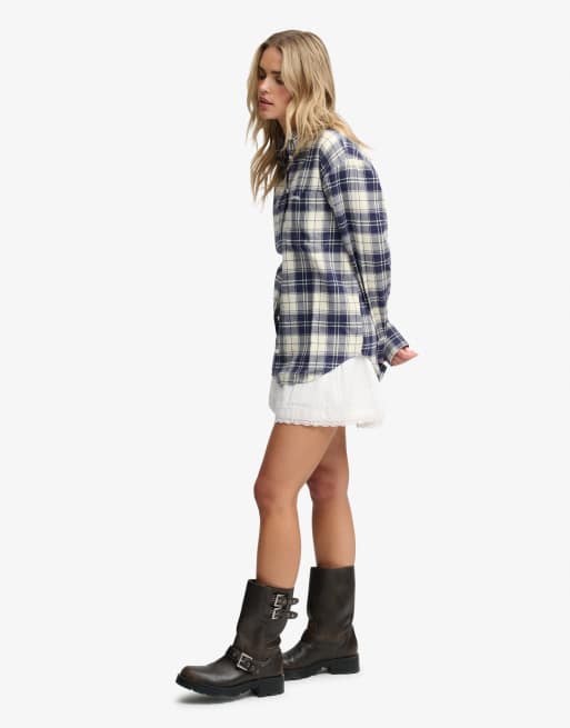 Superdry chemise relaxed en flanelle à carreaux eclipse navy, 4 de 4