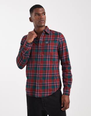 Superdry - Chemise style bûcheron en coton à carreaux Buckshot - Rouge
