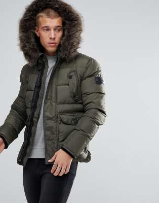 Superdry Chinook Jacke mit Besatz aus Kunstpelz