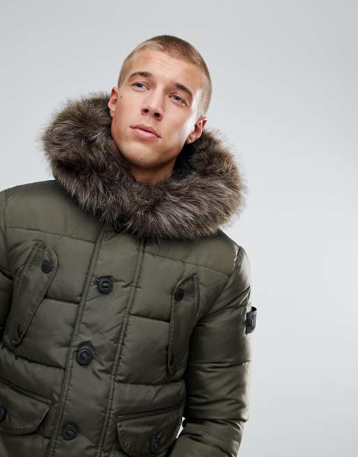 Superdry chinook jacket sale with faux fur trim