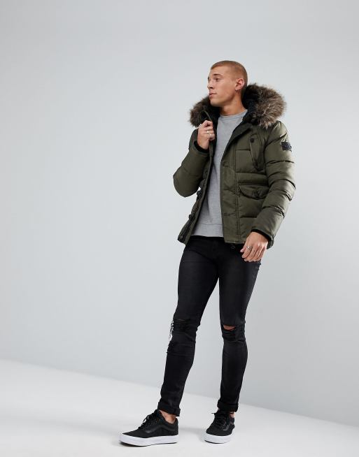 Superdry chinook jacket hot sale with faux fur trim