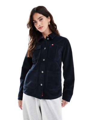 Superdry - Chore-Jacke aus Cord in Eclipse-Marineblau