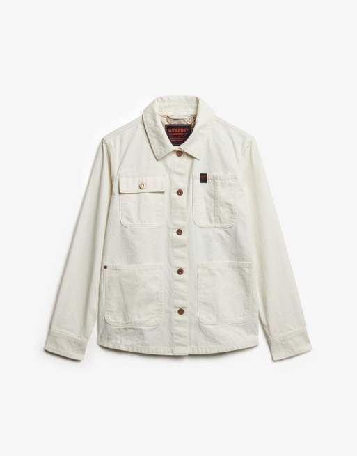 Superdry Chore jacket in off white, 5 of 5