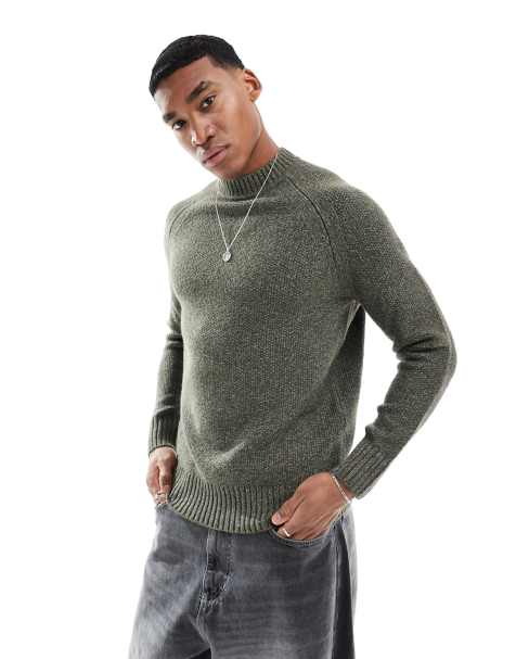 Superdry Chunky raglan jumper in beetle green - view 1
