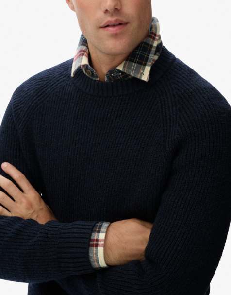 Superdry Chunky raglan jumper in eclipse navy - view 1