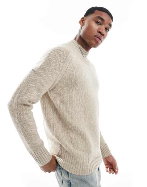 Superdry Chunky raglan jumper in white pepper beige - view 1