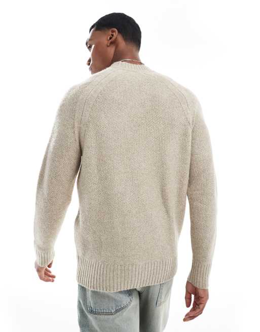 Superdry Chunky raglan jumper in white pepper beige ASOS