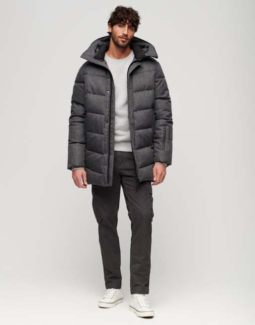 Superdry City chevron padded jacket in grey herringbone