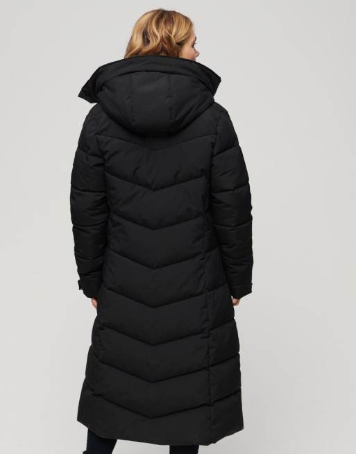 Superdry – City – Langer Steppmantel in Schwarz mit Chevron-Steppung, 3 von 4