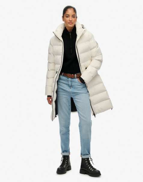 Superdry City mid padded jacket in off white - view 1