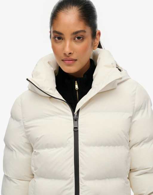 Superdry City mid padded jacket in off white | ASOS 