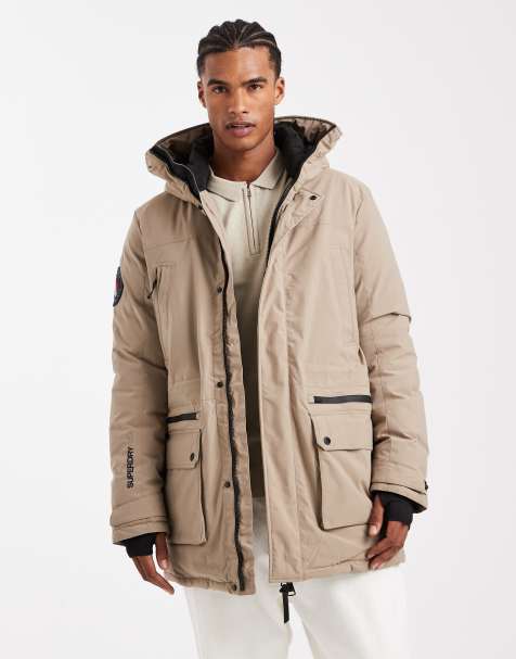 Superdry City padded parka coat in timber wolf brown - view 1
