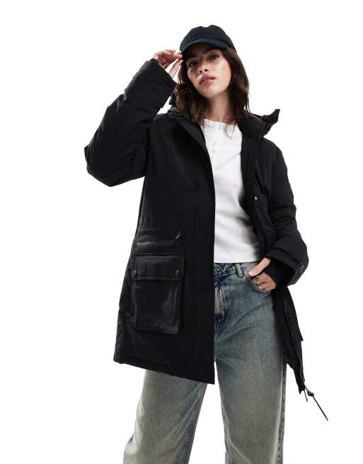 Superdry City padded parka jacket in black ASOS