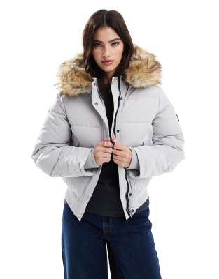 Superdry - City - Wattierte Bomberjacke in gebrochenem Grau