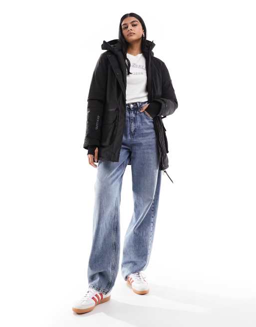 Superdry – City – Wattierter Parka in Schwarz