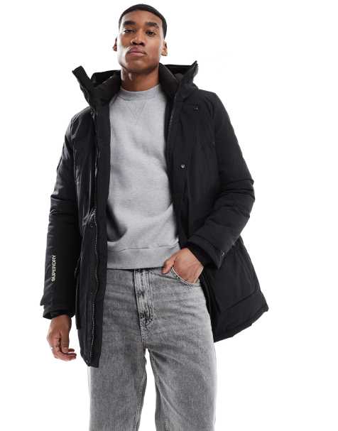 Superdry – City – Wattierter Parka in Schwarz - view 1