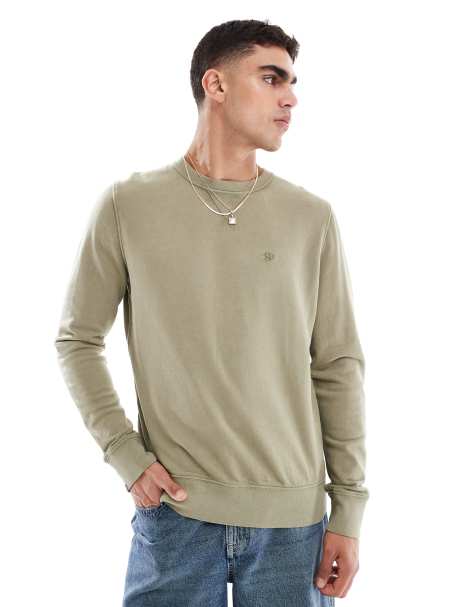 Superdry – Classic – Basic-Sweatshirt in hellem Khakigrün - view 1