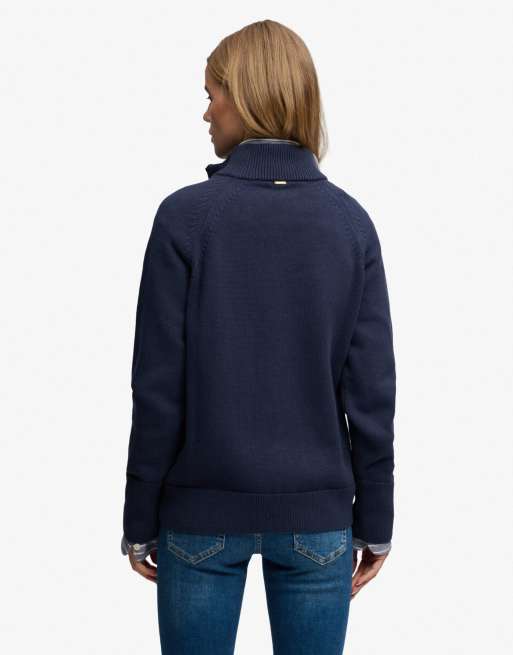 Superdry Classic cotton knit half zip jumper in eclipse navy, 2 of 6