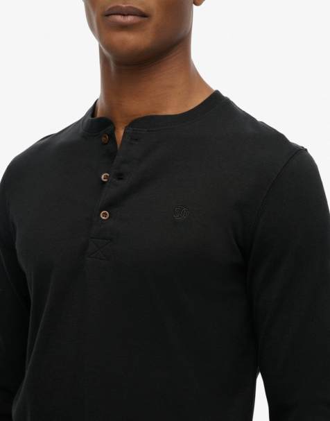 Superdry Classic essential grandad top in meteorite black - view 1