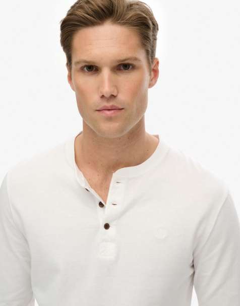 Superdry Classic essential grandad top in optic - view 1